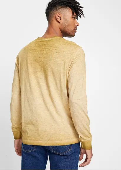 Bonprix Kerniges Henleyshirt In Gewaschener Optik Aus Reiner Baumwolle