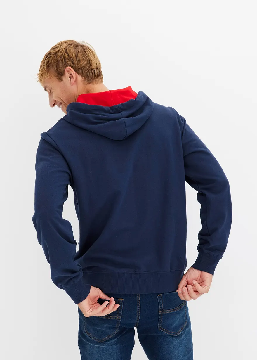 Bonprix Kerniges Kapuzensweatshirt Mit Druck - Blau - Herren