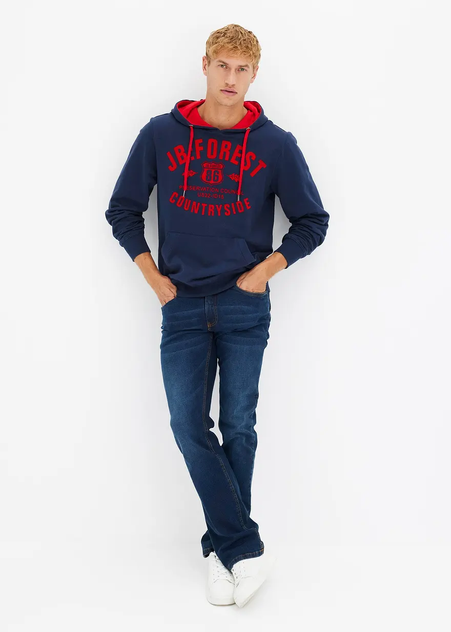 Bonprix Kerniges Kapuzensweatshirt Mit Druck - Blau - Herren