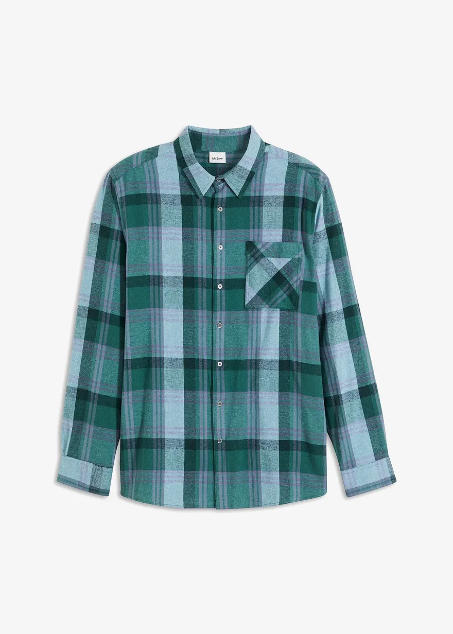 bonprix Kerniges Karohemd aus wärmenden Baumwoll-Flanell - grün