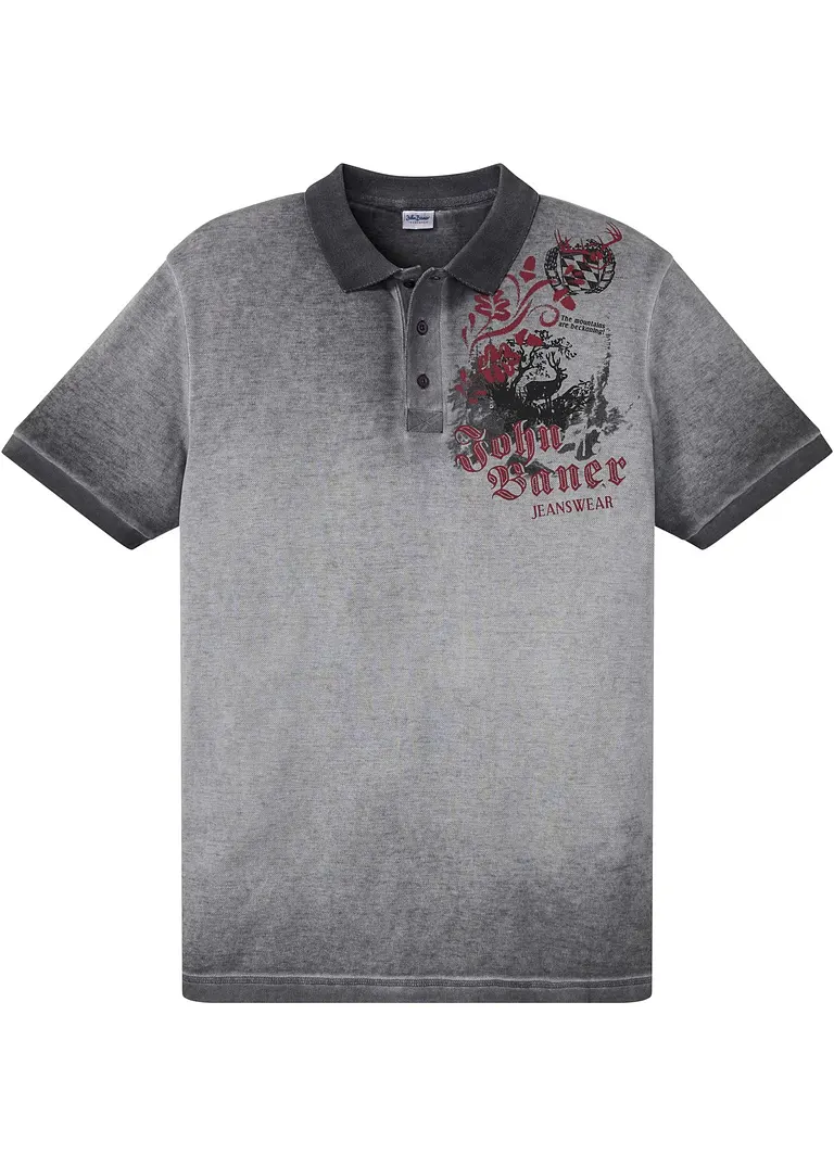bonprix Kerniges Poloshirt im Loose Fit mit angesagtem Print. Jedes Teil ist auf Grund der besonderen Waschung ein Unikat