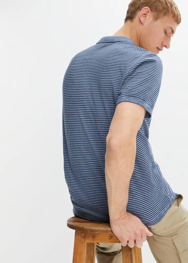 Bonprix Kerniges Poloshirt In Vintage Look - Blau - Herren