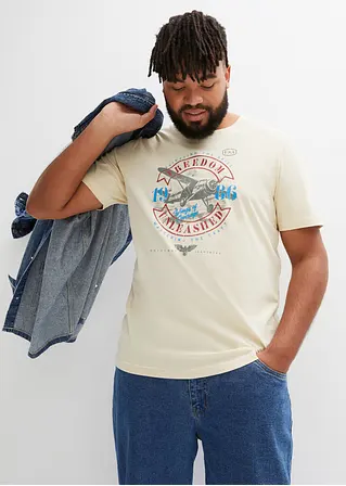 Bonprix Kerniges T-Shirt Aus Hautfreundlicher Bio Baumwolle - Beige