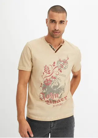 Bonprix Kerniges T-Shirt Aus Pflegeleichter Bio-Baumwolle - Beige