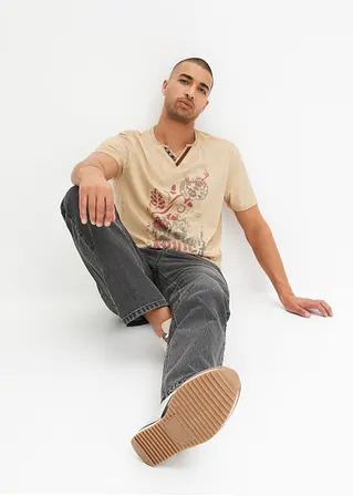 Bonprix Kerniges T-Shirt Aus Pflegeleichter Bio-Baumwolle - Beige