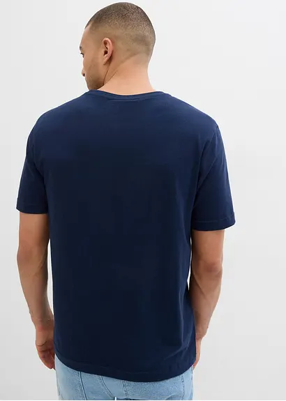 Bonprix Kerniges T-Shirt Aus Reiner Baumwolle - Blau - Herren