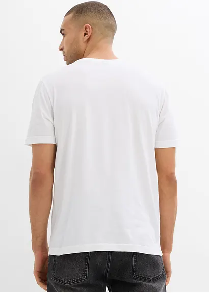 Bonprix Kerniges T-Shirt Aus Reiner Baumwolle - Weiß - Herren