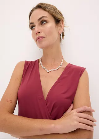 Bonprix Kette + Ohrstecker Mit Glitzersteinen - Silberfarben