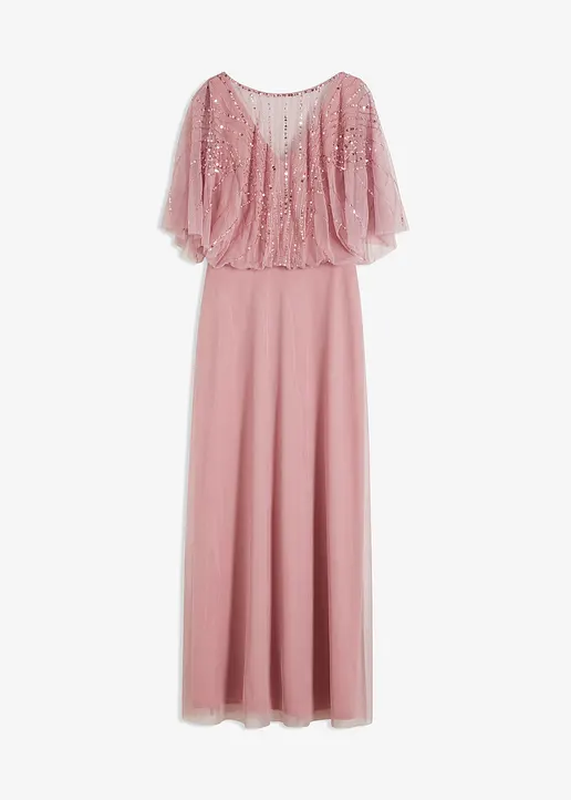 bonprix Klassisch und feminin: Abendkleid in Maxi-Länge aus feinem Tüll mit Paillettenstickerei