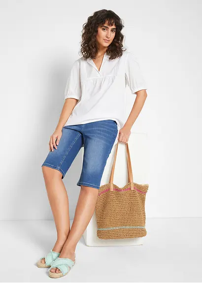 Bonprix Klassische Bermuda Jeans Mit Komfort-Stretch - Blau