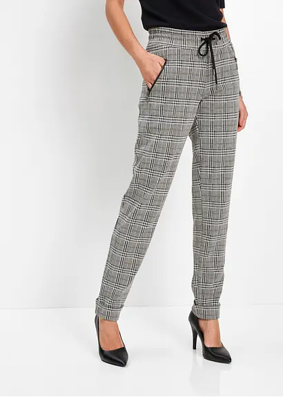 Bonprix Klassische Glencheck-Schlupfhose - Grau Regular