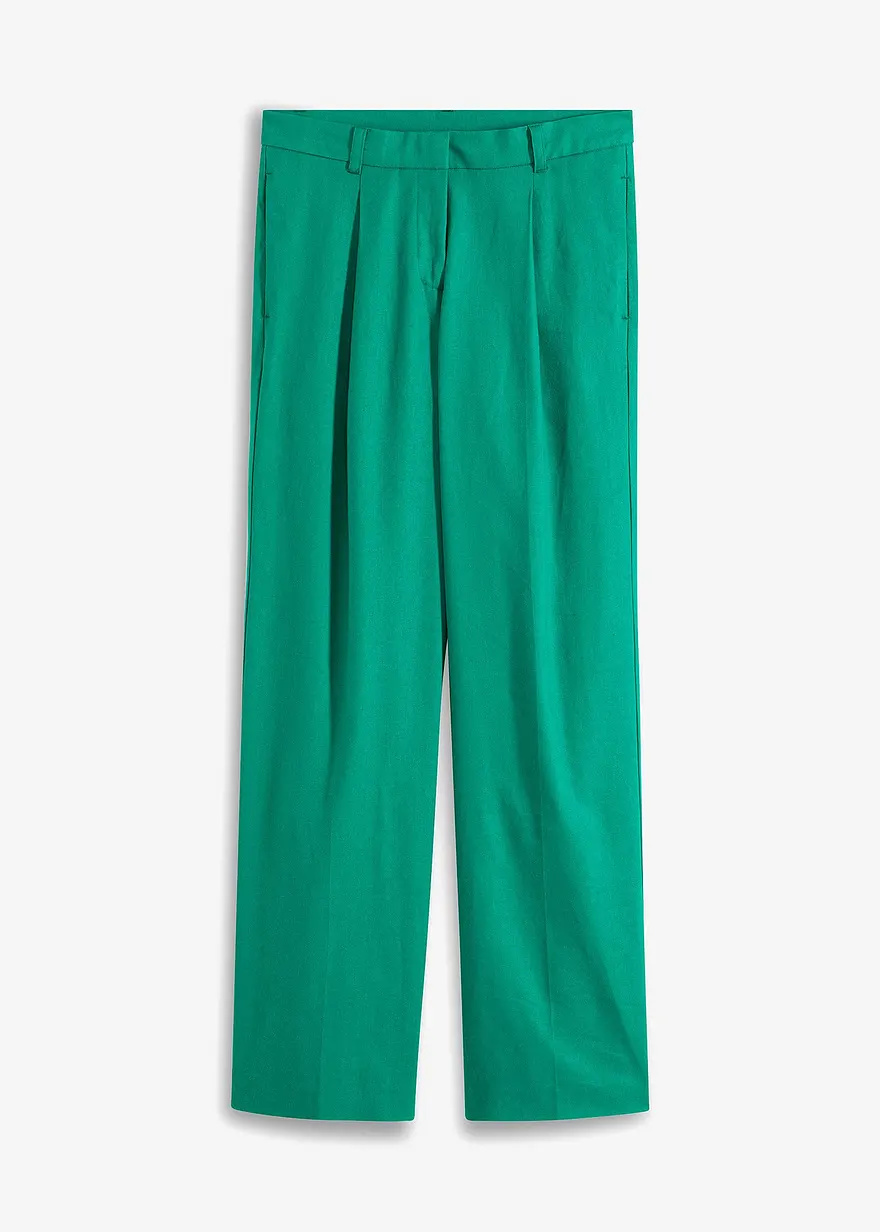 bonprix Klassische Hose mit weitem Bein und Bügelfalte vorne - grün