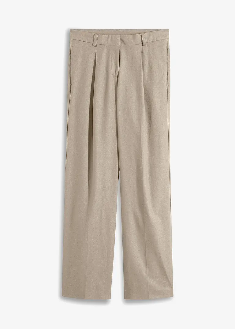 bonprix Klassische Hose mit weitem Bein und Bügelfalte vorne - beige