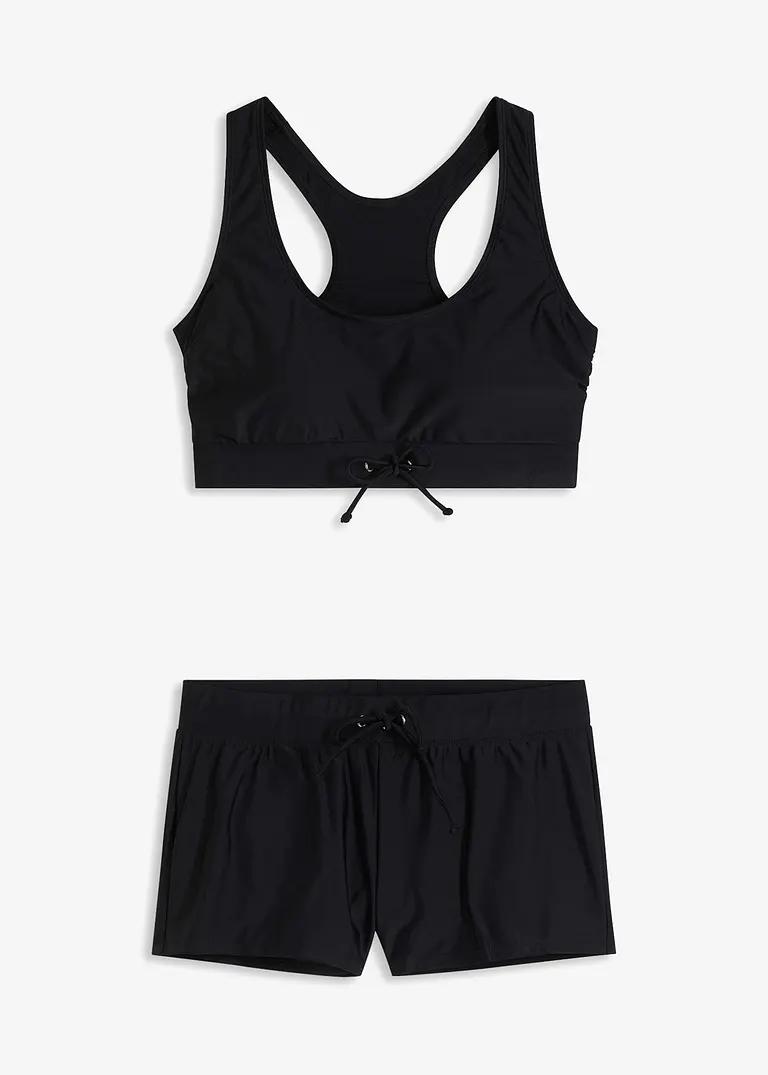 bonprix Klassischer Bustier Bikini mit Ringerrücken - schwarz