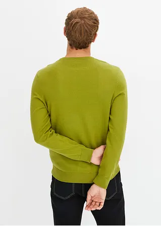 Bonprix Klassischer Herren Feinstrickpullover Mit V-Ausschnitt - Grün