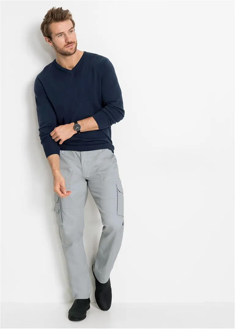 Bonprix Klassischer Herren Feinstrickpullover Mit V-Ausschnitt - Blau