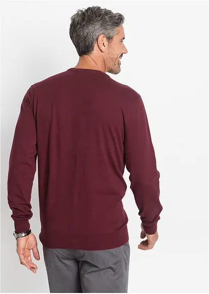 Bonprix Klassischer Herren Feinstrickpullover Mit V-Ausschnitt - Rot