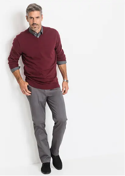 Bonprix Klassischer Herren Feinstrickpullover Mit V-Ausschnitt - Rot