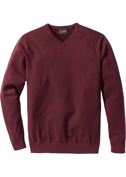bonprix Klassischer Herren Feinstrickpullover mit V-Ausschnitt - rot