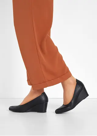 Bonprix Klassischer Keilpumps Mit Ziernähten - Schwarz - Damen