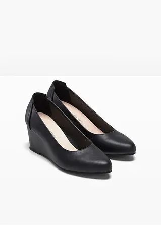 Bonprix Klassischer Keilpumps Mit Ziernähten - Schwarz - Damen