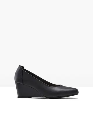 bonprix Klassischer Keilpumps mit Ziernähten - schwarz - Damen
