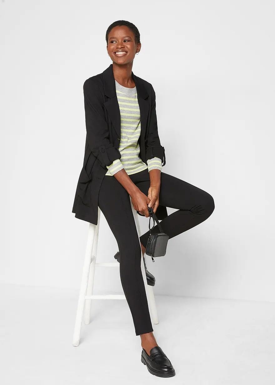 Bonprix Klassischer Longblazer Aus Stretchware Mit Turn-Up Ärmel - Damen