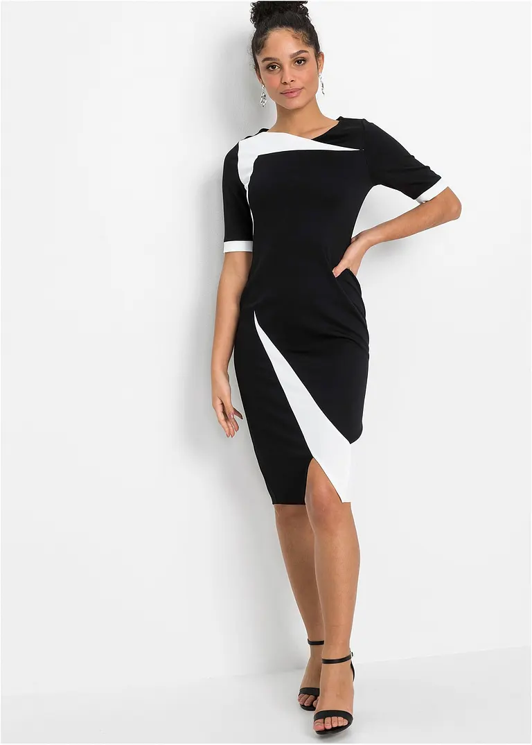 Bonprix Klassisches Etuikleid Mit Modischem V-Ausschnitt. Figurnahe Form