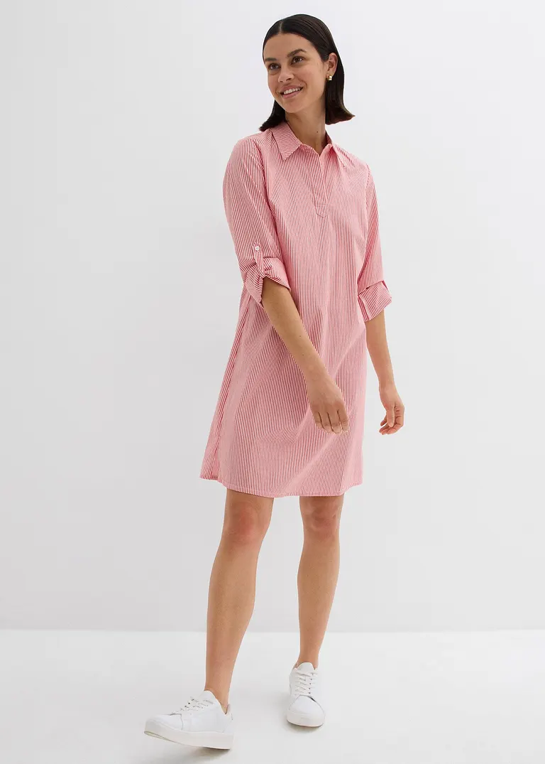 Bonprix Klassisches Hemdblusenkleid Mit Seitenschlitzen - Weiß