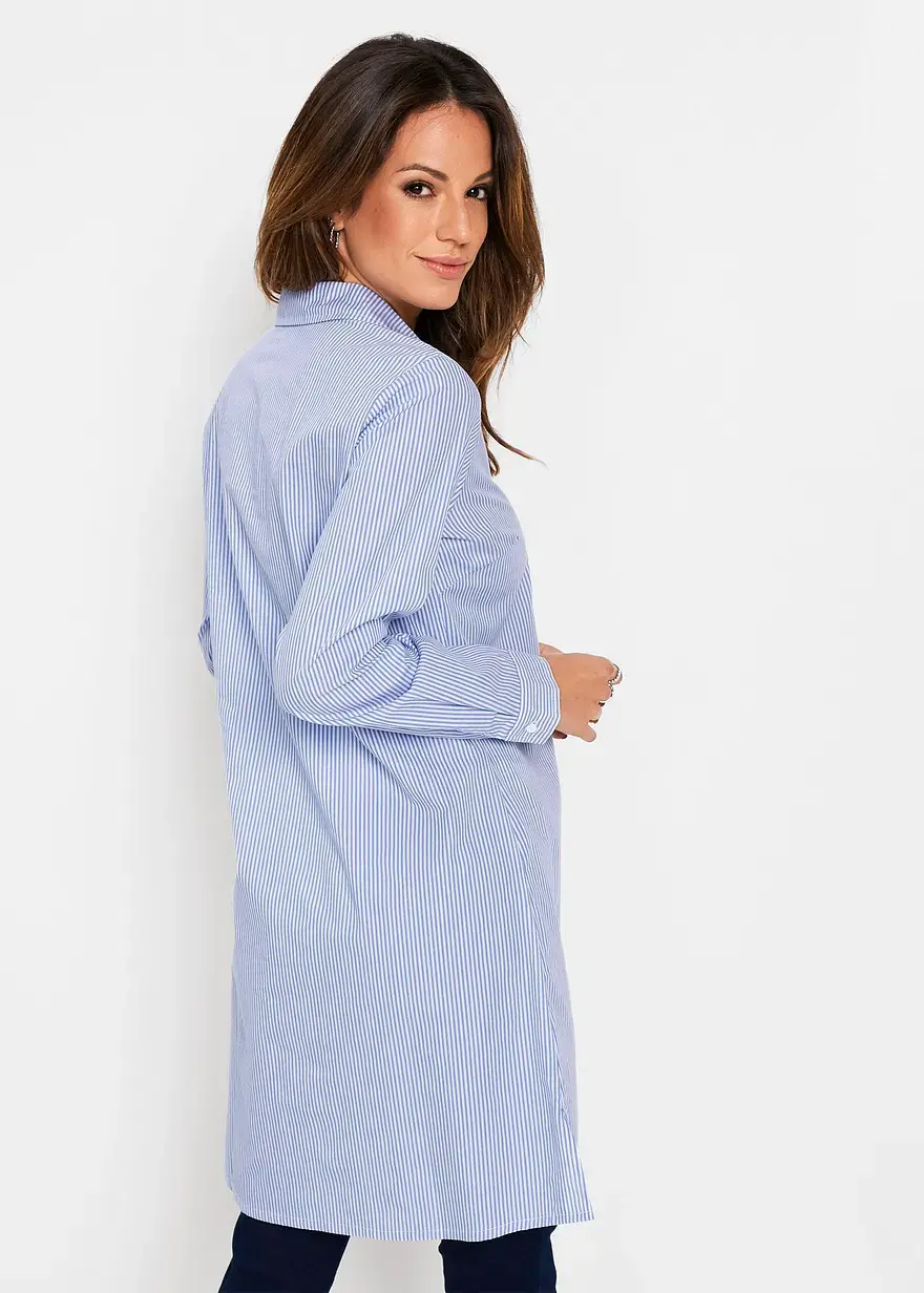 Bonprix Klassisches Hemdblusenkleid Mit Seitenschlitzen - Weiß