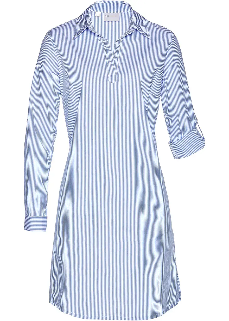 bonprix klassisches Hemdblusenkleid mit Seitenschlitzen - weiß
