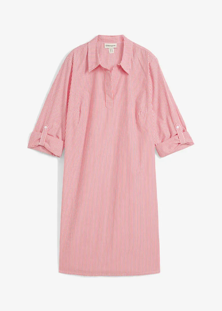 bonprix klassisches Hemdblusenkleid mit Seitenschlitzen - weiß