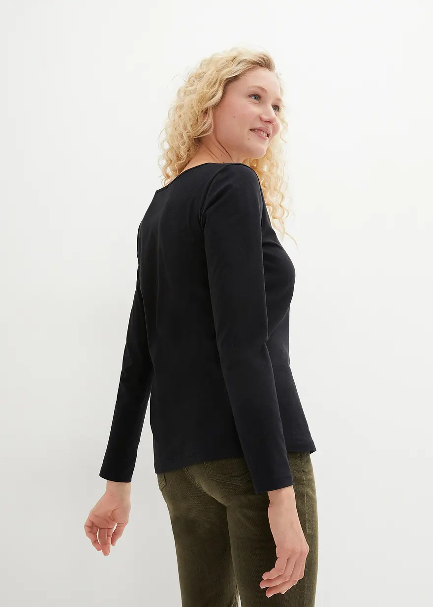 Bonprix Klassisches Langarmshirt Mit V-Ausschnitt 2er Pack