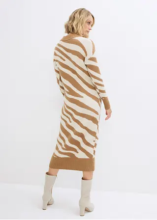 Bonprix Klassisches Maxi-Strickkleid Mit Hohem Kragen - Braun