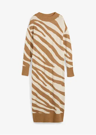bonprix Klassisches Maxi-Strickkleid mit hohem Kragen - braun