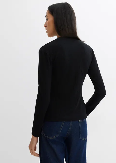 Bonprix Klassisches Schmales Ripp-Shirt Mit Rundhalsausschnitt Und Einer Eleganten Und Taillierten Passform