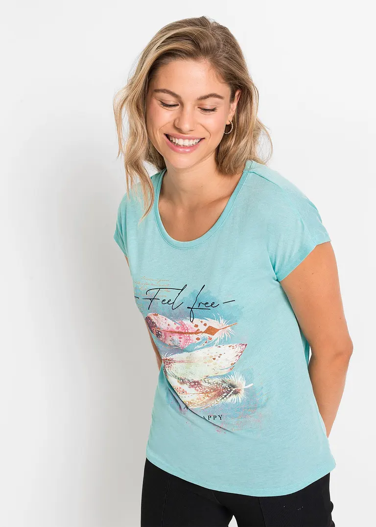 Bonprix Klassisches T-Shirt Mit Rundhalsausschnitt. - Blau