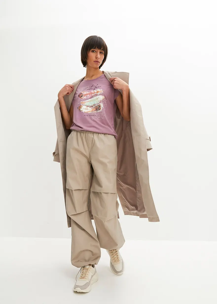 Bonprix Klassisches T-Shirt Mit Rundhalsausschnitt. - Lila