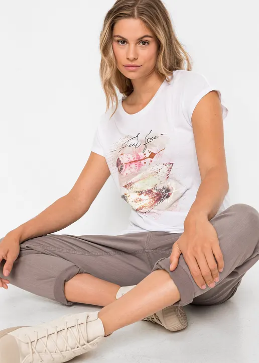 Bonprix Klassisches T-Shirt Mit Rundhalsausschnitt. - Weiß
