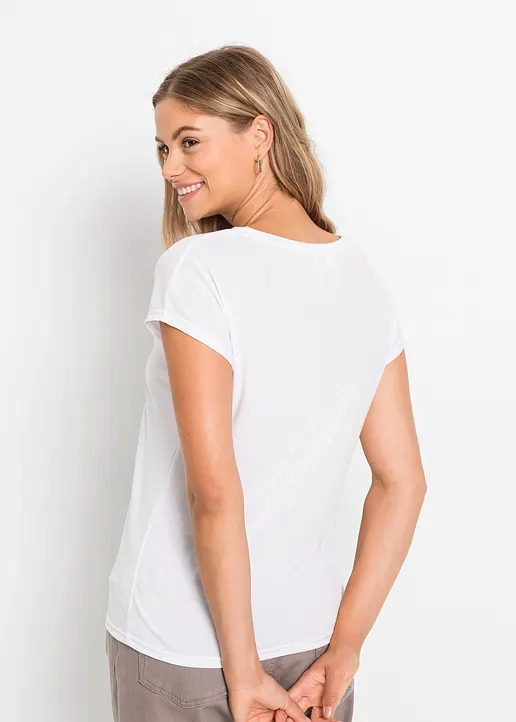 Bonprix Klassisches T-Shirt Mit Rundhalsausschnitt. - Weiß