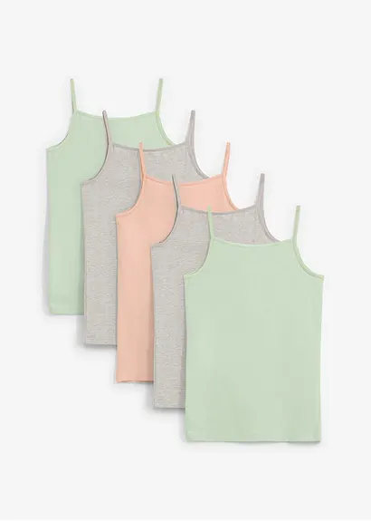 Bonprix Klassisches Unterhemd Mit Bio-Baumwolle (5er Pack) Und Spagettiträgern