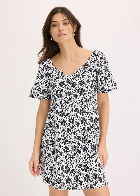 Bonprix Kleid Aus Jersey Mit Herzförmigen Ausschnitt Und Puffärmeln