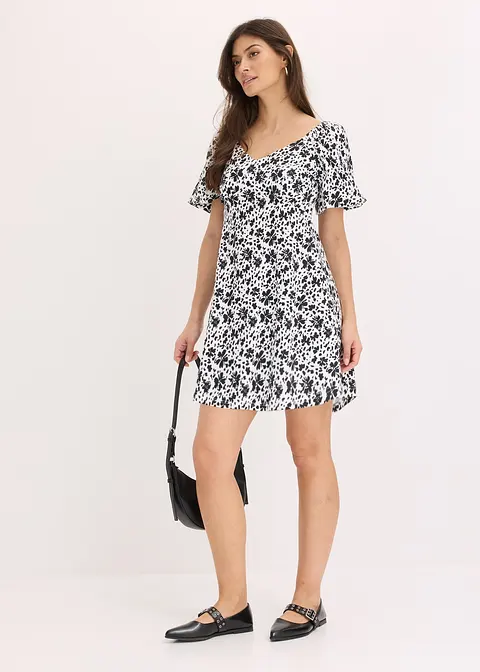 Bonprix Kleid Aus Jersey Mit Herzförmigen Ausschnitt Und Puffärmeln