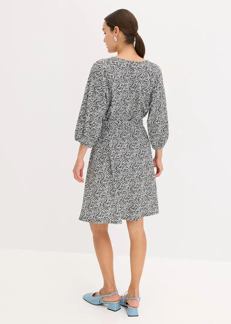 Bonprix Kleid In Wickeloptik Mit Gürtel - Schwarz - Damen