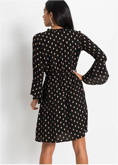 Bonprix Kleid Mit Bindeband Stehkragen Und Futter Im Rockteil