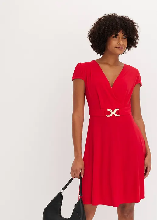 Bonprix Kleid Mit Dekorativer Schnalle Vorne An Der Taille. - Rot Petite