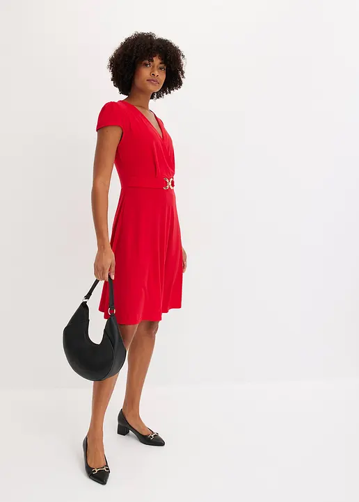 Bonprix Kleid Mit Dekorativer Schnalle Vorne An Der Taille. - Rot Petite