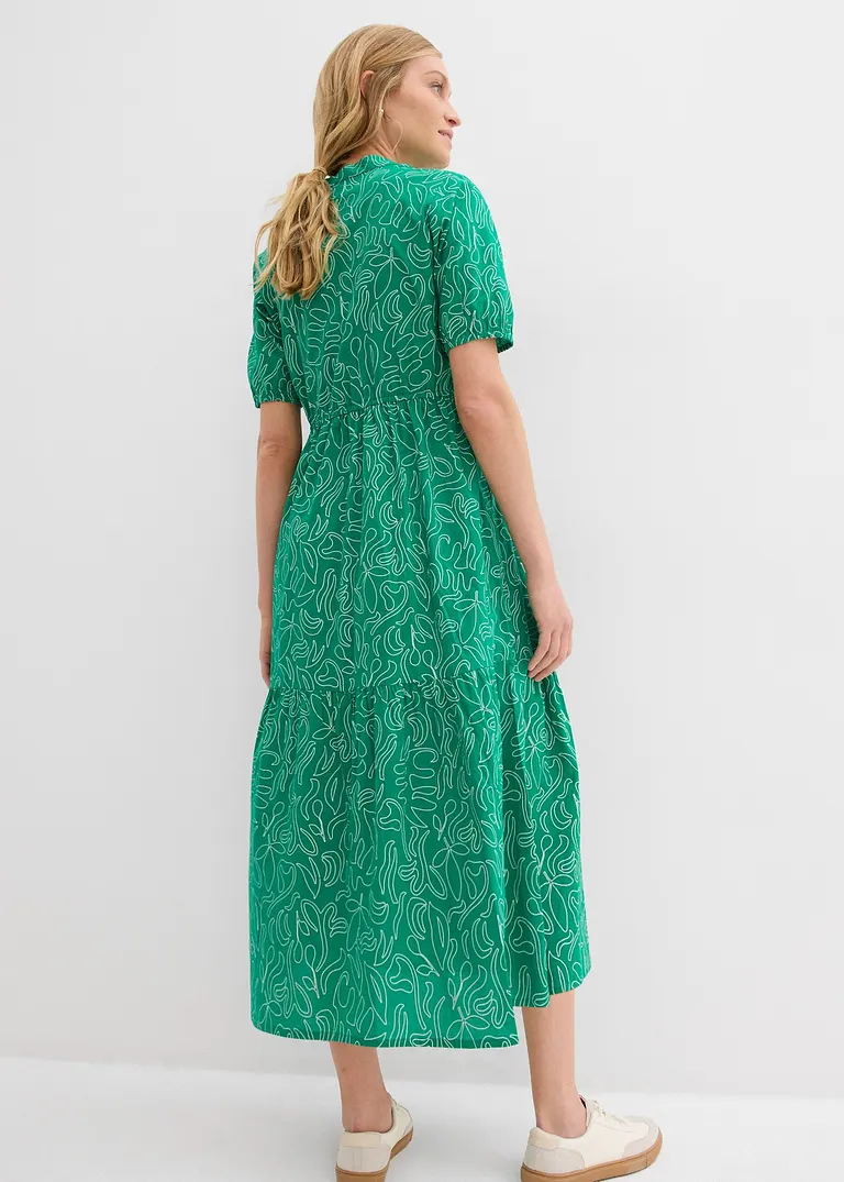 Bonprix Kleid Mit Henleykragen Körperumspielende Form - Grün