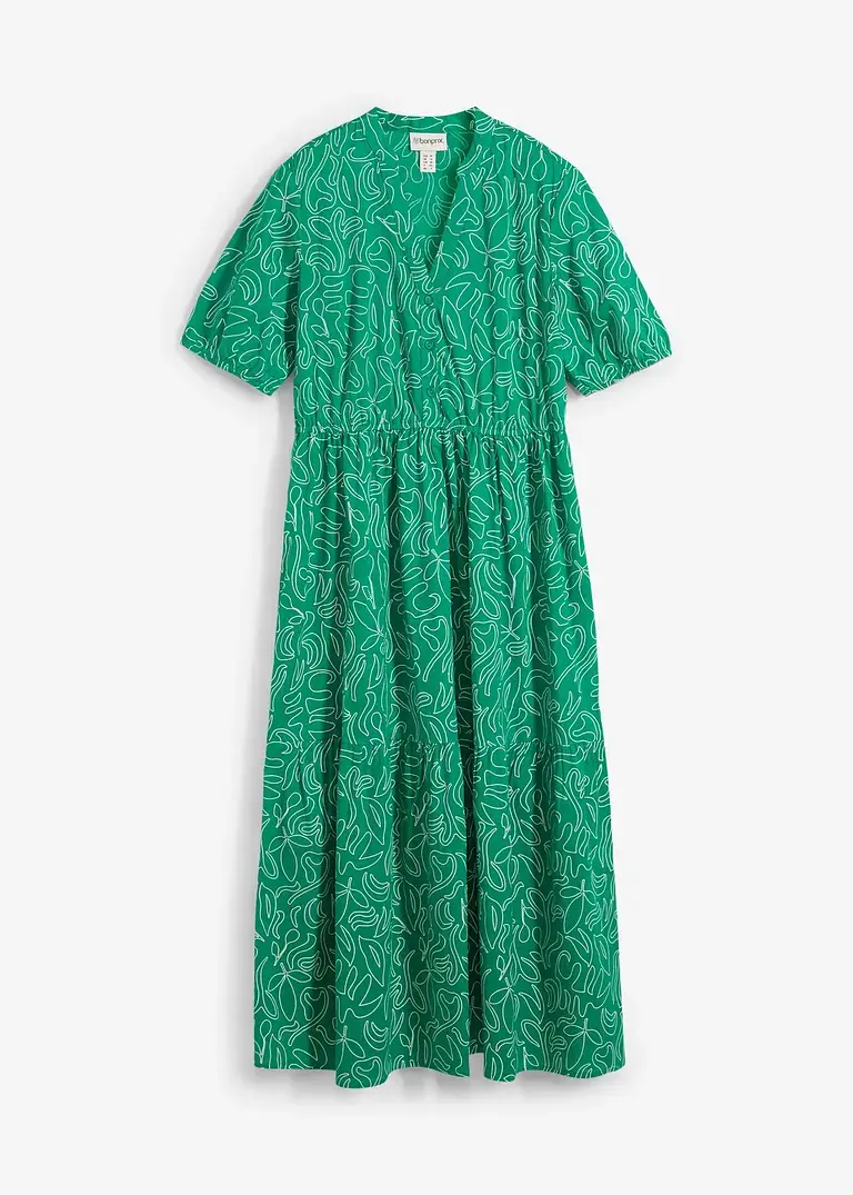 bonprix Kleid mit Henleykragen körperumspielende Form - grün