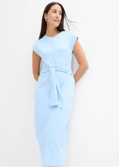 Bonprix Kleid Mit Knotendetail An Der Taille - Blau - Damen